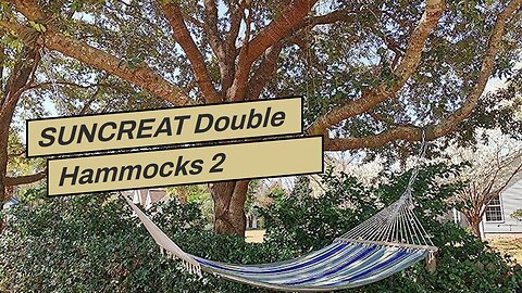 SUNCREAT Double Hammocks 2 Person with Extra Large Pillow, Non Fading Tree Hammocks for Outside...