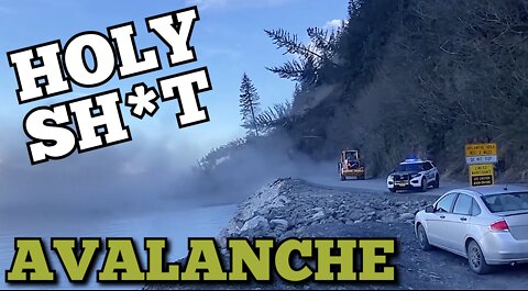 "Alaska Avalanche Footage" A Rocky Mountain Landslide Slams The 'Alaska Highway'. 'Alaska' Avalanche