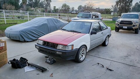 Brought home another AE86. Mocking up Levin front.