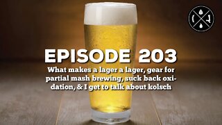 What makes a lager, gear for mini mash brewing, suck back oxidation, & I talk about kolsch - Ep. 203
