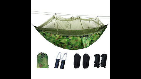 FIRINER Camping Hammock with Rain Fly Tarp and Mosquito Net Tent Tree Straps, Portable Single D...