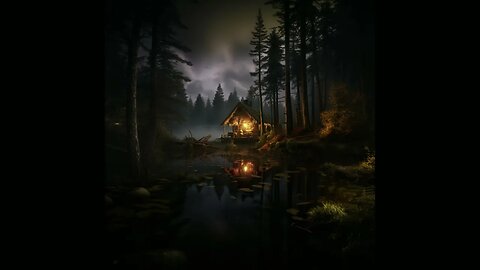 Night in the little house in the forest