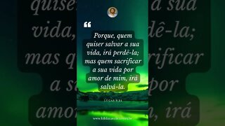 Lucas 9,24 - Porque, quem quiser salvar a sua vida, irá perdê-la; mas quem sacrificar a sua vida por