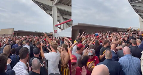 College Football Crowd Goes Wild When Trump Enters Stadium After Joining Tailgate