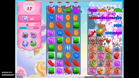 Candy Crush Level 1116 Audio Talkthrough, 1 Star 0 Boosters