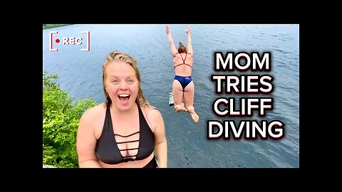 MOM TRIES CLIFF DIVING!!