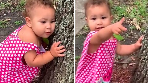 Toddler Hugs Trees Every Time She Goes Outside To Play
