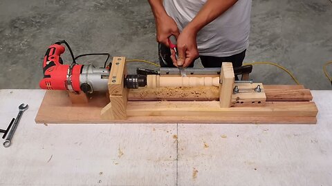 Make Hand Drill Lathe- DIY The Simplest Lathe.