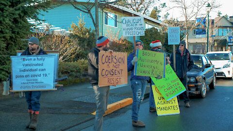 Protest in Qualicum Beach, BC