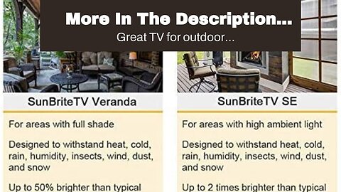 More In The Description SunBriteTV SE 43-Inch Weatherproof Outdoor Television - 4K UltraHD LED...