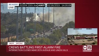 Large fire burning at auto shop near 35th Avenue and Union Hills Drive