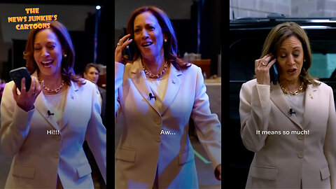 Obviously staged: Obama endorsing Kamala video with her fake surprised "reaction" filmed separately.