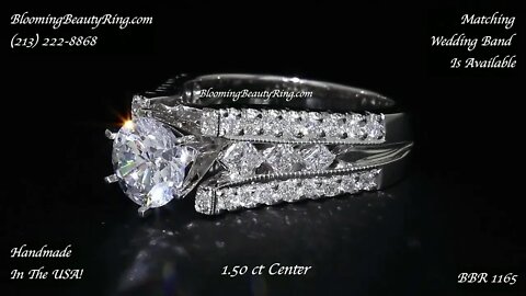Diamonds On The Tips Modified 6 Prong Cathedral Split Band Princess Cut Ring – bbr1165