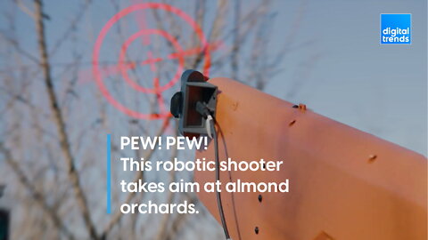 This Robotic shooter takes aim at almond trees.