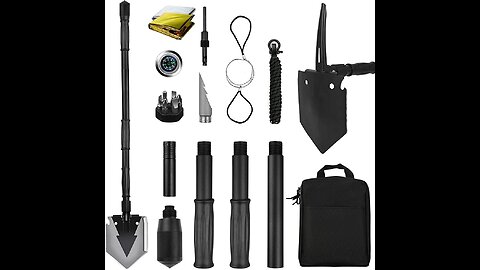 Yeacool Camping Shovel 38 inch, Folding Shovel, with Pickaxe, Survival Tactical Multitool, Mili...