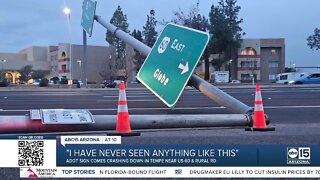 Strong winds believed to make ADOT sign fall in Tempe