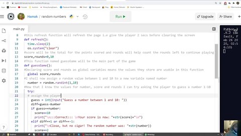 Python Guess Number Game with Recursion and 10 rounds, no loops