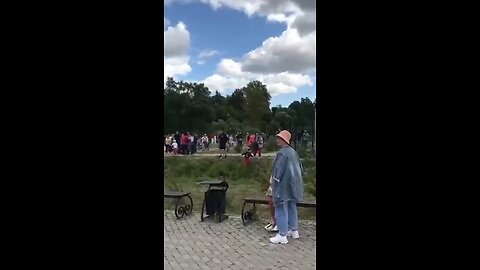 Pedestrian bridge collapses at a busy festival