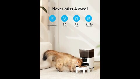 WUIPET Elevated Automatic Cat Feeders - 17 Cups Auto Pet Dry Food Dispenser for Cats and Dogs -...