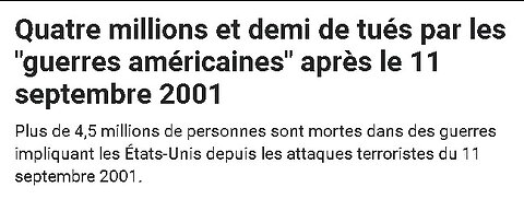 Les guerres américaines après le 11 septembre 2001 ont causé plus de 4,5 millions de morts