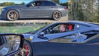 🏁😱ROLLRACE 720 HP Ferrari F8 Tributo vs 635 HP BMW M5 CS, world's most powerful stock BMW. [4k] 🏁