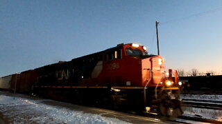 Manifest Train 301 With CN 3098 Engines Westbound In Sarnia