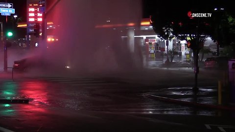 Car slams into hydrant, sends water spewing into the air