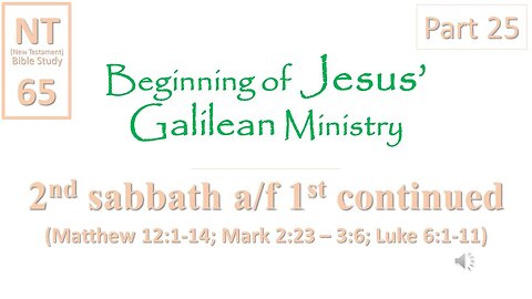 NT Bible Study 65: 2nd sabbath a/f the 1st continued (Beginning of Jesus' Galilean Ministry part 25)