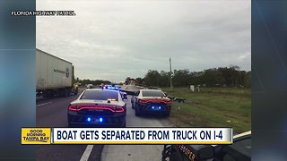 Boat separated from truck, trailer on I-4 due to speeding driver