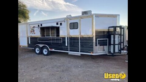 Fully Equipped - 2021 - 8.5' x 25' Mobile Kitchen Concession Trailer with Smoker Deck for Sale