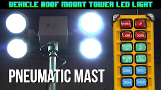 Vehicle Roof Mount Tower LED Light - 12V DC - Remote Rotation - 13.5' Height