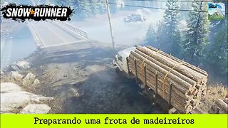 SnowRunner - Carregando caminhões com troncos para missões futuras