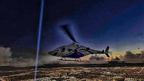 Flying Las Vegas at night. Let's take a helicopter and look around a bit. Maybe we will survive.