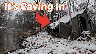 My Kodiak Canvas 12 x 12 Cabin Tent Barely Survives The First Snow Storm