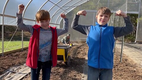 Family High Tunnel Cleanup Vlog | Sweet Pea Trellis & How to Burn Holes in Weed Barrier