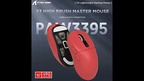 Attack Shark X3Pro Wired Mode 8KHz Bluetooth Mouse,PixArt PAW3395,Tri-Mode,Wiredless MODE 4KHz