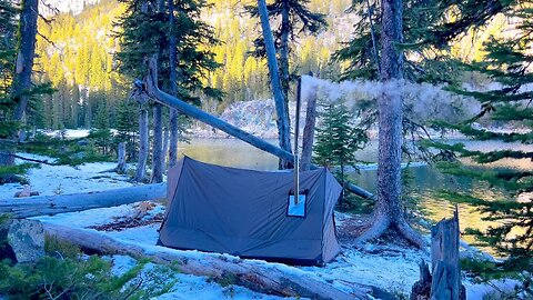 Lake Shore Hot Tent Camping In Snow | Talking Version
