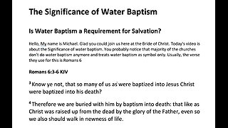 The Significance of Water Baptism