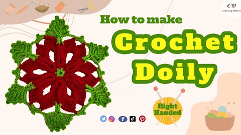 How to make a crochet hexagon doily ( Right handed )