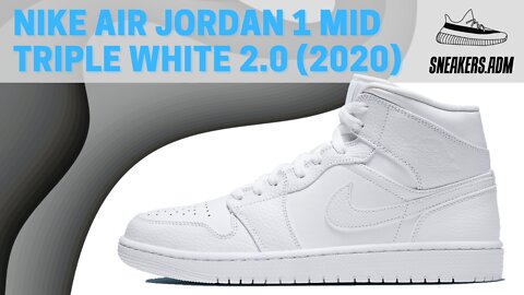 Nike Air Jordan 1 Mid Triple White 2.0 (2020) - 554724-130 - @SneakersADM