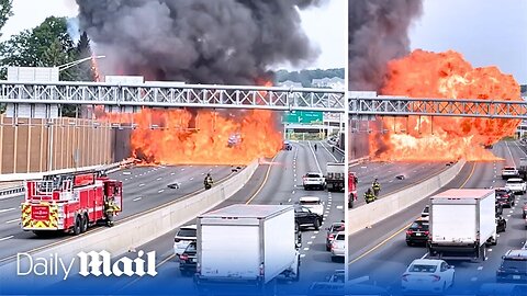 Terrifying moment truck explodes into huge fireball in New Jersey