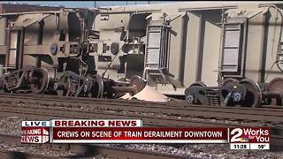 Train derails in downtown Tulsa