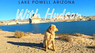 Exploring Glen Canyon and Lake Powell with our muddy Golden Retriever in the frigid weather 36℉