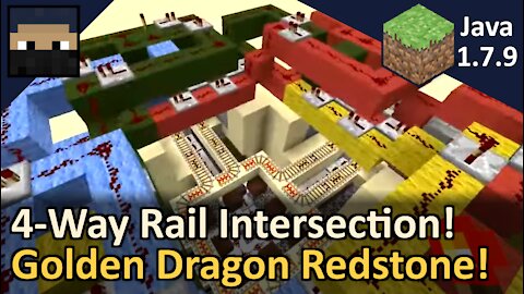 Golden Dragon 4-Way Rail Intersection! Minecraft Java 1.7.9! Tyruswoo Minecraft