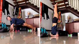 Woman performs mesmerizing yoga & calisthenic combo moves
