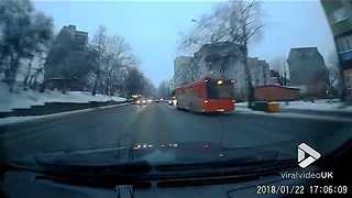 Driver tries to avoid a collision with car and hits bus
