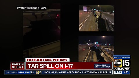 Tar spill blocking traffic on southbound I-17 near 7th Avenue