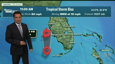 Tropical Storm Elsa moves toward Florida's west coast