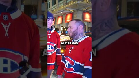 Habs fan Danick hugs a Rangers fan 🫶