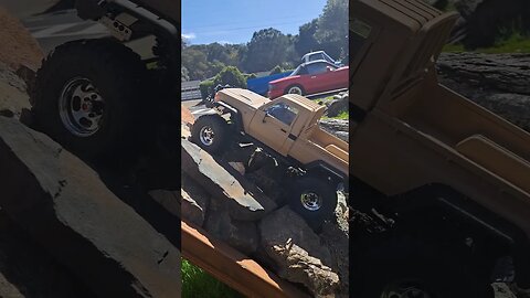 Trx4 sport with hard body on the front yard crawler course.